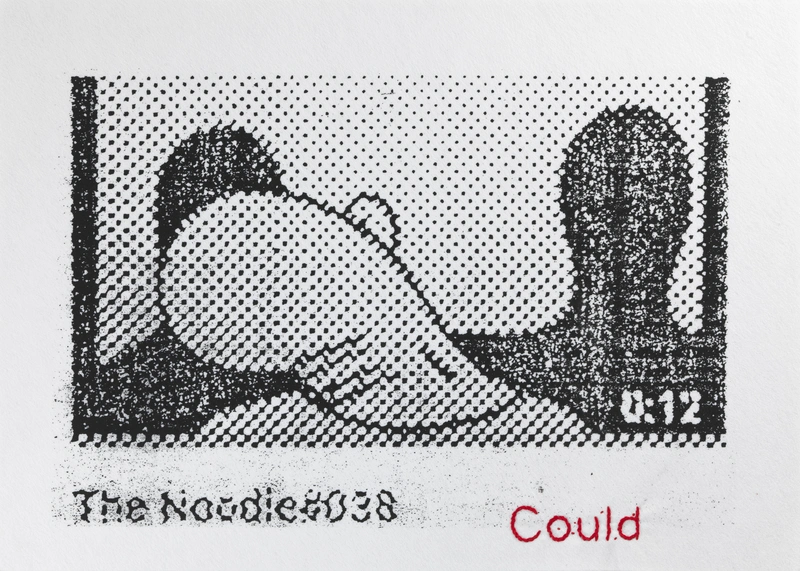 Leon Zuodar, The Noodle #38, sitotisk in šivanje na filcu, 2020.