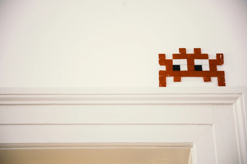 The mosaics by Invader currently unavailable to view at Tivoli Mansion
