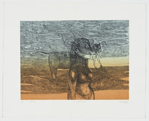 Tejswini Narayan Sonawane, A Migrant III, 2018, etching. Photo: Jaka Babnik. MGLC Archive. Courtesy of the artist.