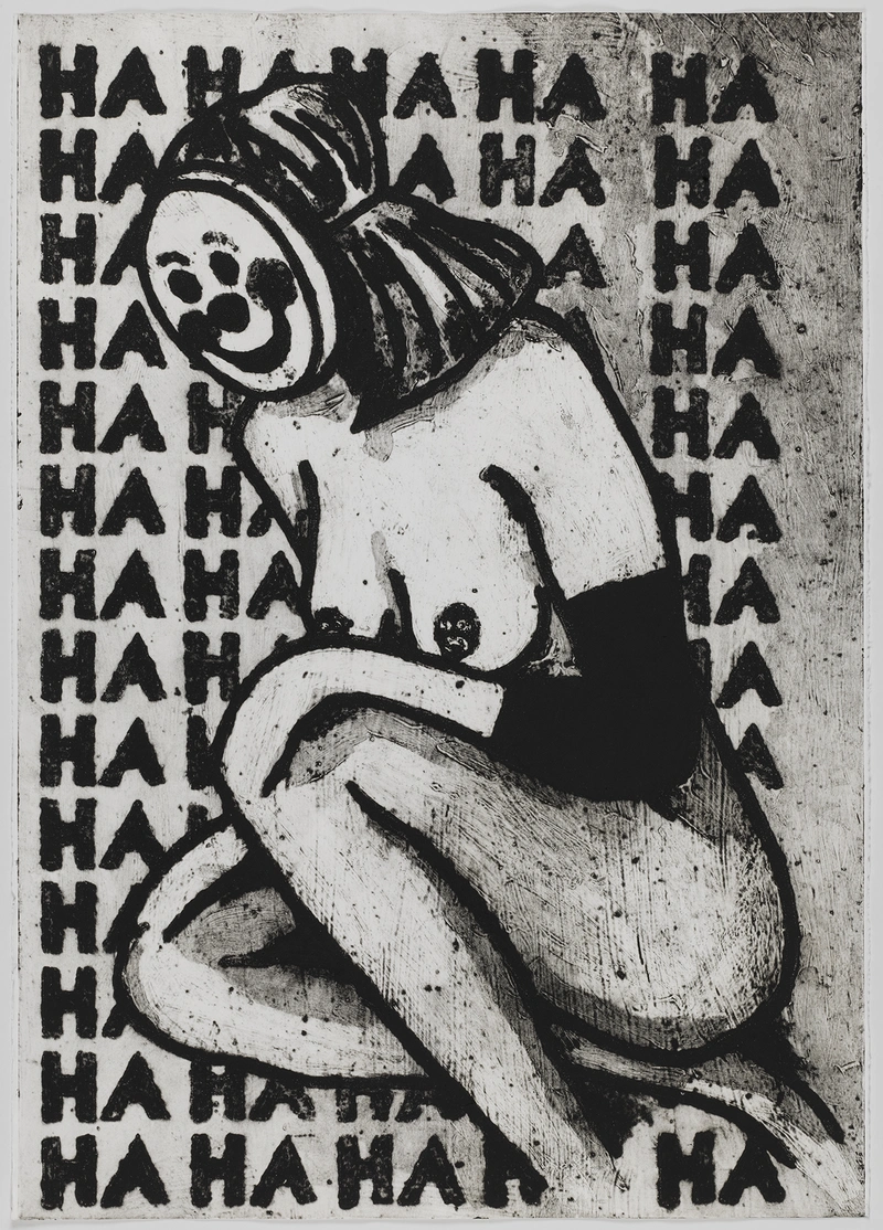 Sonja Vulpes, HA HA HA, kolagrafija, 100 x 70 cm, 2020.