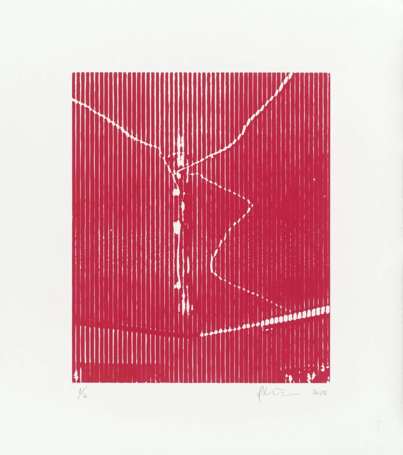 Oliver Pilić, Let There Be Light (lines), 2025, woodcut, 53 x 47 cm