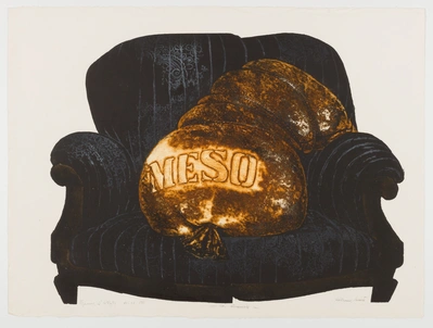 Adriana Maraž, La Viande/Meat, 1978, colour etching.